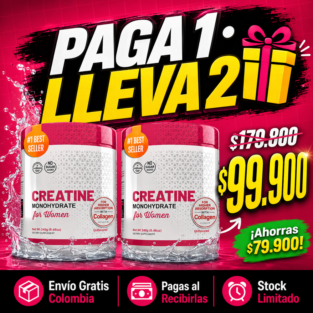 Creatina Monohidratada Old School — Fórmula 3 en 1 para Mujeres