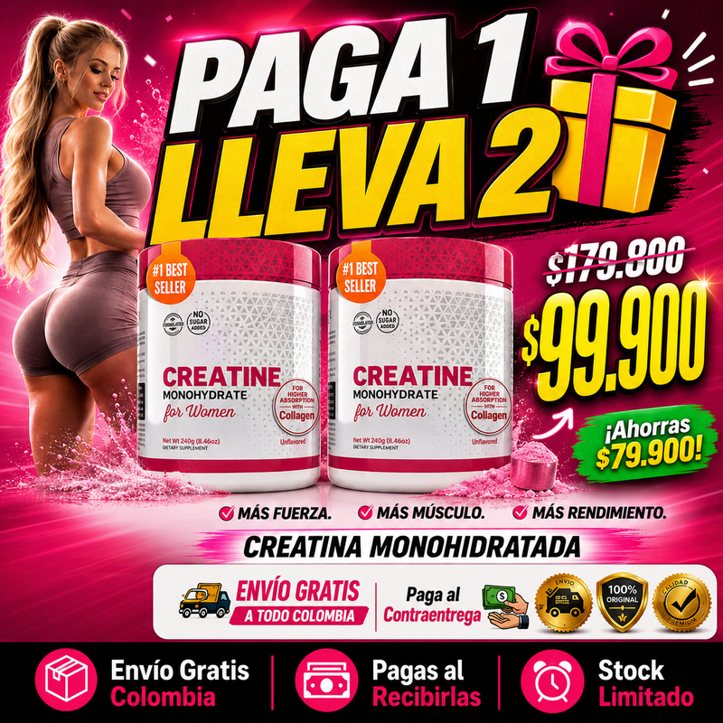Creatina Monohidratada Old School — Fórmula 3 en 1 para Mujeres