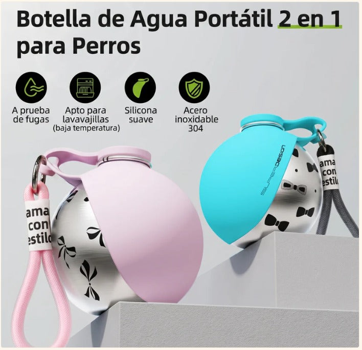 💧 Botella de Agua 2 en 1 para Perros: Hidratación Fácil en Cualquier Aventura – Antigoteo y Compacta